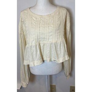 Pilcro and the Letterpress Oversize Shirt Crop Ruffle Long Sleeve Cream M